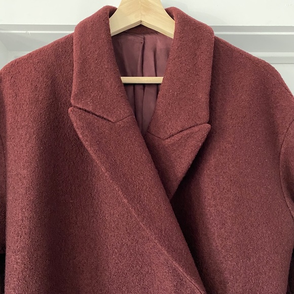 COS Belted Wool Coat in Burgundy - Picture 7 of 9